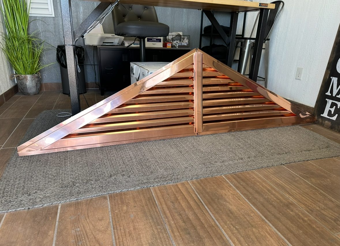 Copper two-piece triangle gable vent